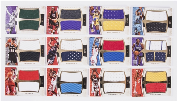 2005-06 UD "Exquisite Collection" Extra Exquisite Jersey Dual Card Collection (12) Including Magic, Kareem, Duncan, & Shaq - All Numbered /10